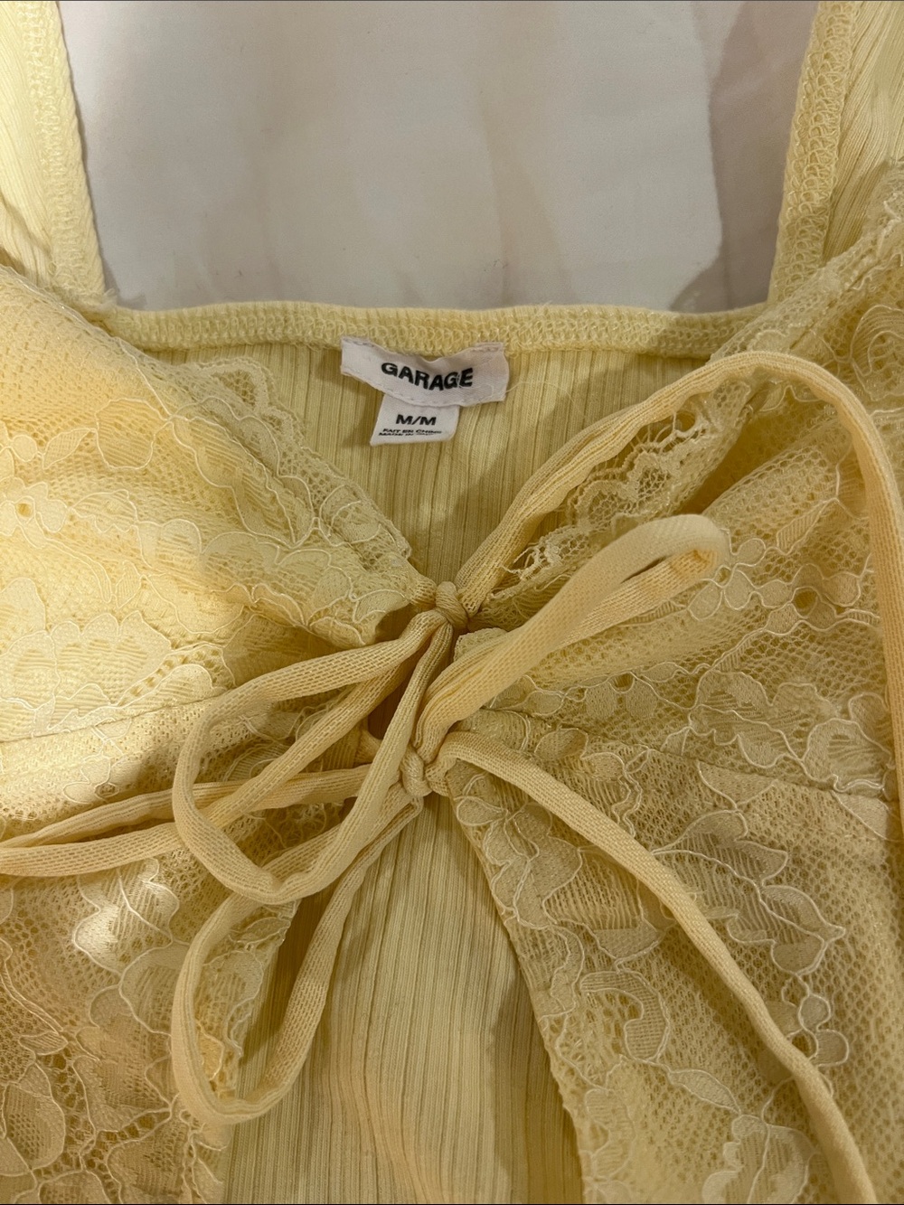 Garage Yellow Lace-Front Cami Top - Women's Intimates size M - Picture 2 of 5